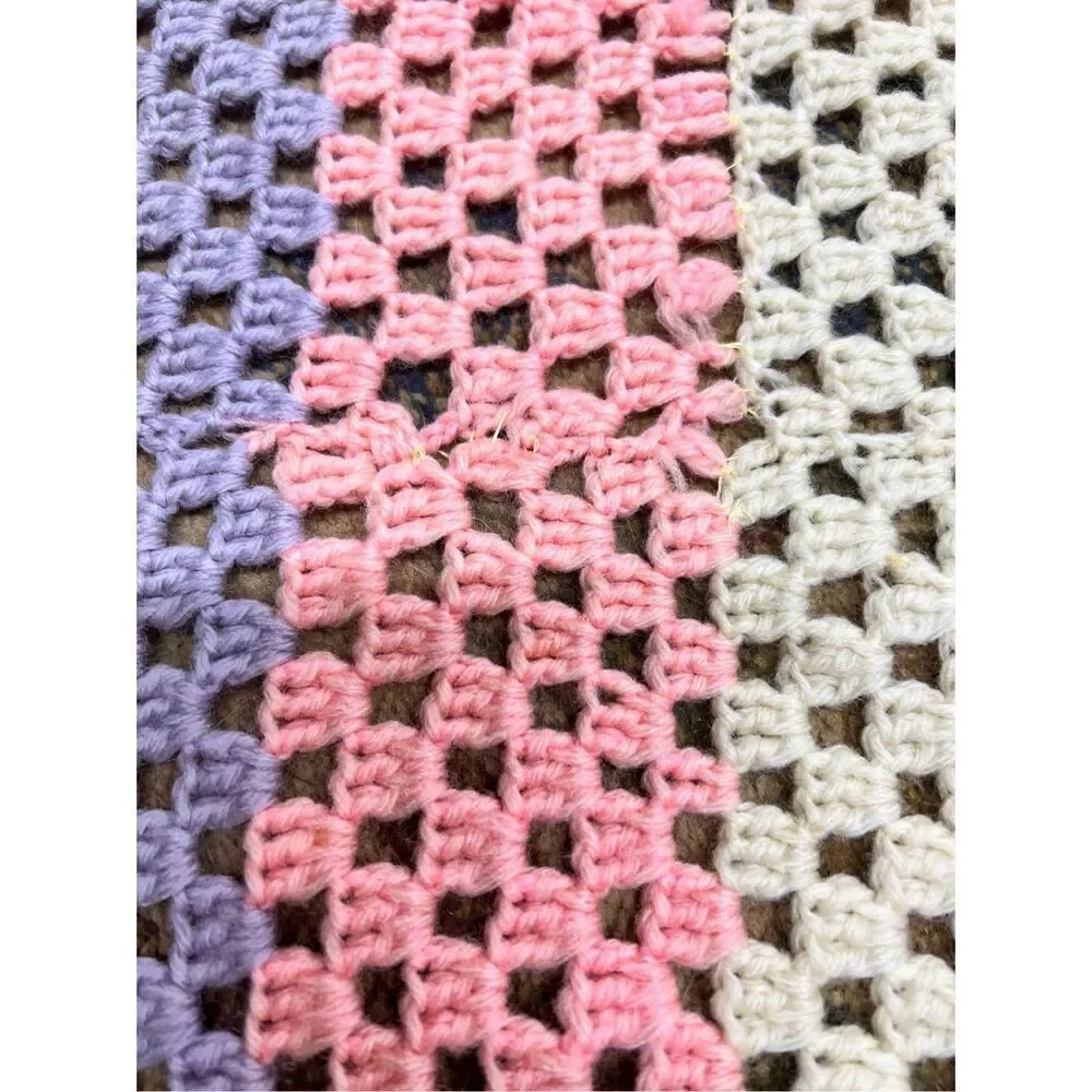 Multicolor Striped Fringe Knitted Blanket Size 80” x 83”